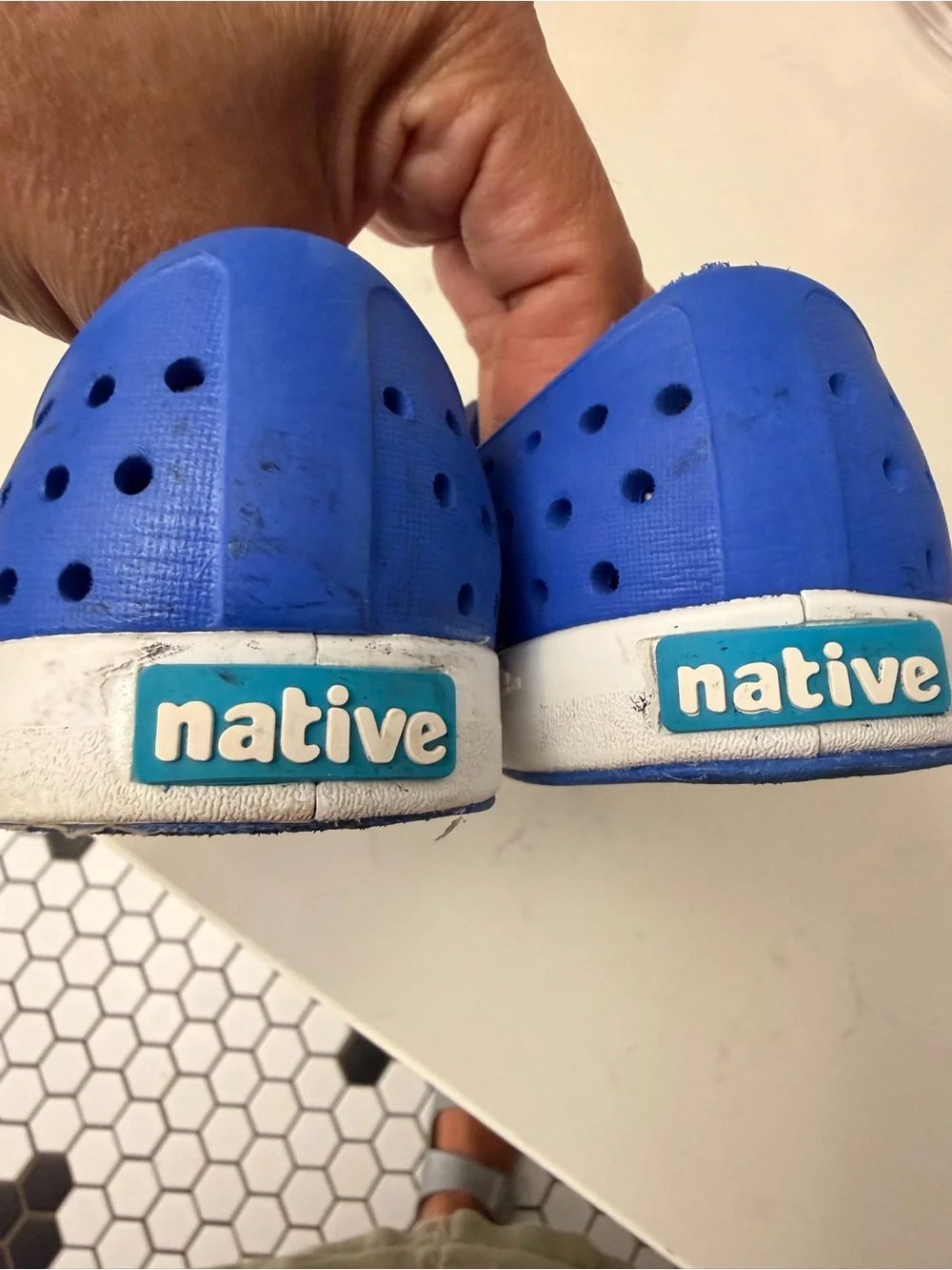 Native Kids Water Shoe in Blue and White - Slip-On EVA
